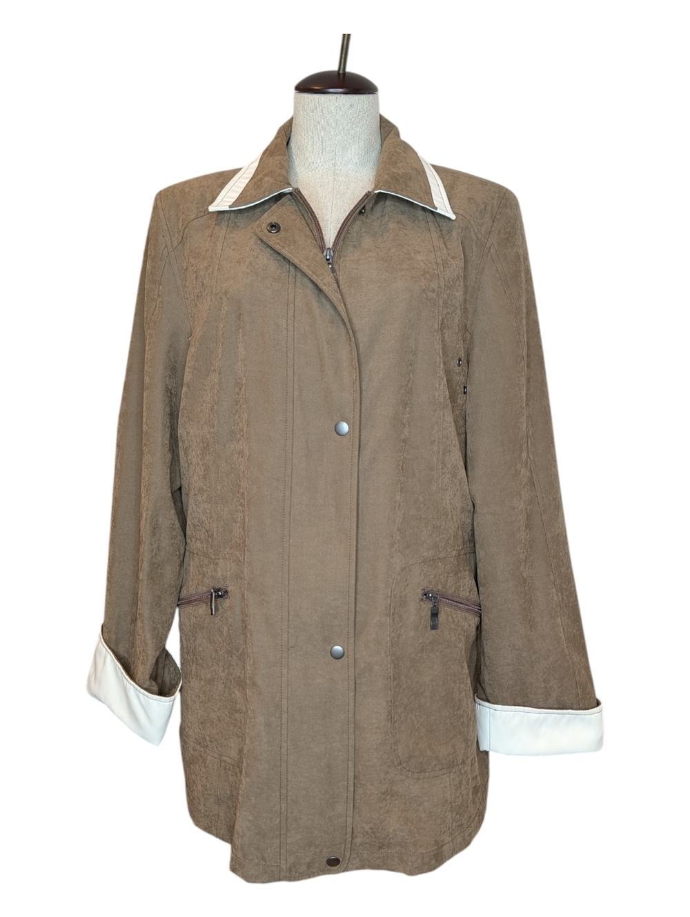 Utex Faux Suede Jacket Brown Utility Lightweight Coat Size L 90s/Y2 In